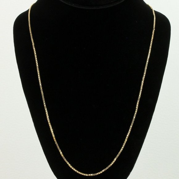 Vintage 18k Yellow Gold 24" Box Chain Necklace 24 Inch - Picture 1 of 5